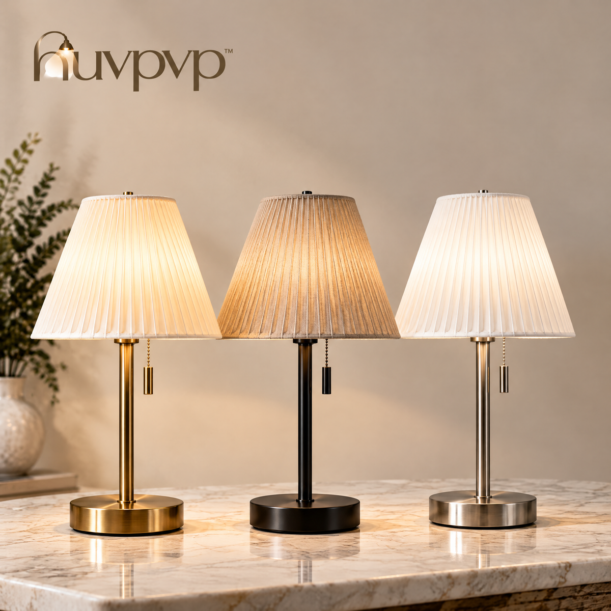 nuvpvp™ Pleat Linen Bedside Lamp