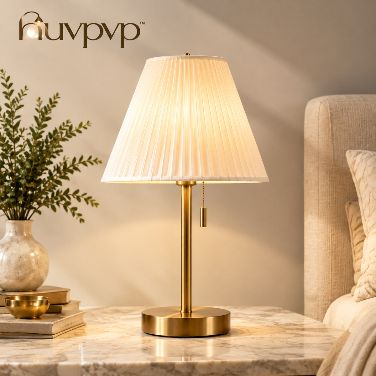 nuvpvp™ Pleat Linen Bedside Lamp